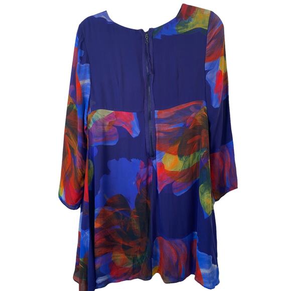 Anthropologie Leifsdottir Women's S Watercolor Silk Colorful Floral  Mini Dress - Picture 3 of 6